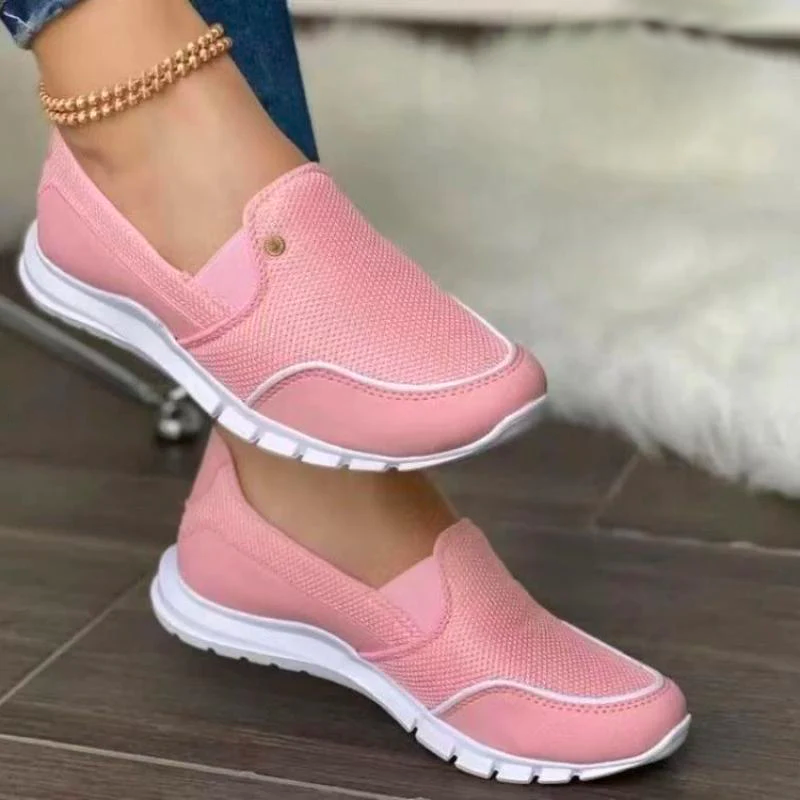 Slip-On Orthopedic Diabetic Walking Shoes Easy Fit Lightweight Flat Sneakers Pink