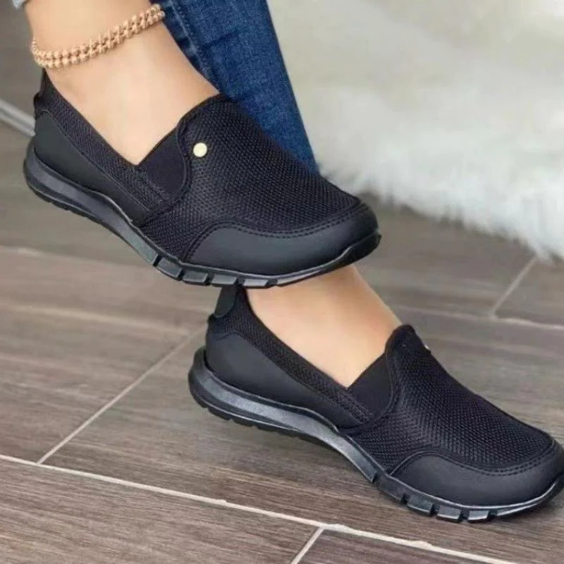 Slip-On Orthopedic Diabetic Walking Shoes Easy Fit Lightweight Flat Sneakers Black