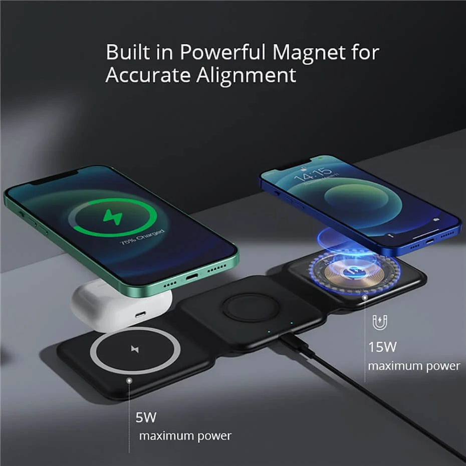 3-in-1 Magnetic Foldable Wireless Charger