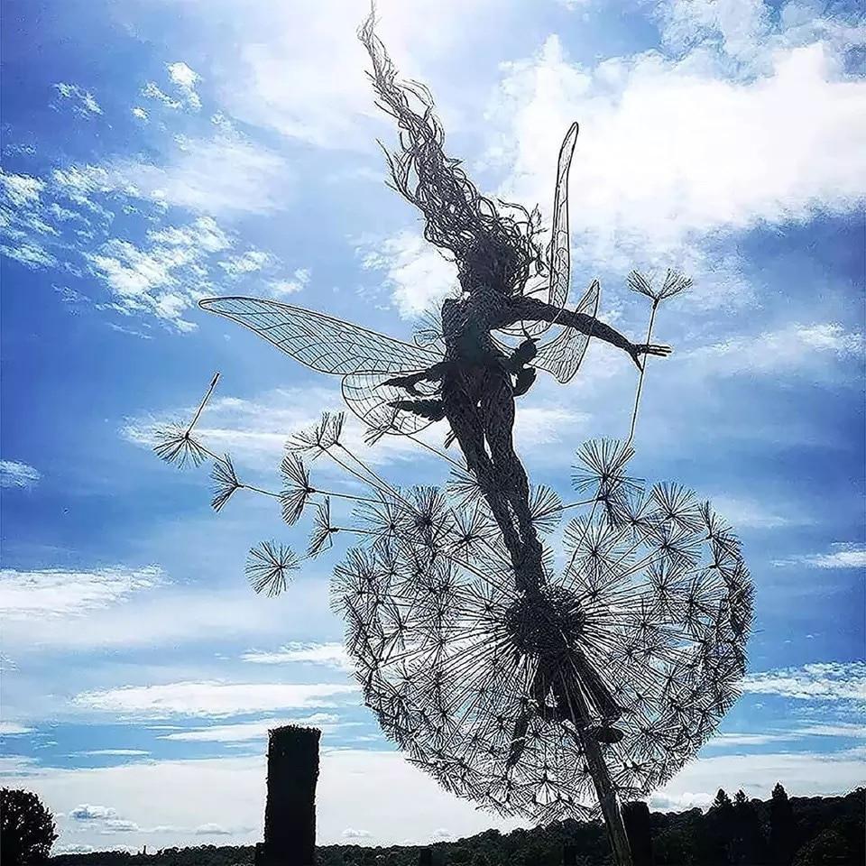 Metal Windmill Fairies And Dandelions Dance Together Metal Garden Yard Art Decor
