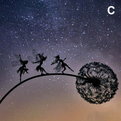 Metal Windmill Fairies And Dandelions Dance Together Metal Garden Yard Art Decor