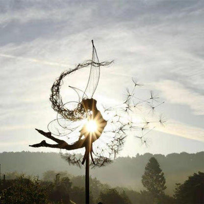 Metal Windmill Fairies And Dandelions Dance Together Metal Garden Yard Art Decor