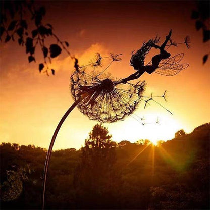 Metal Windmill Fairies And Dandelions Dance Together Metal Garden Yard Art Decor