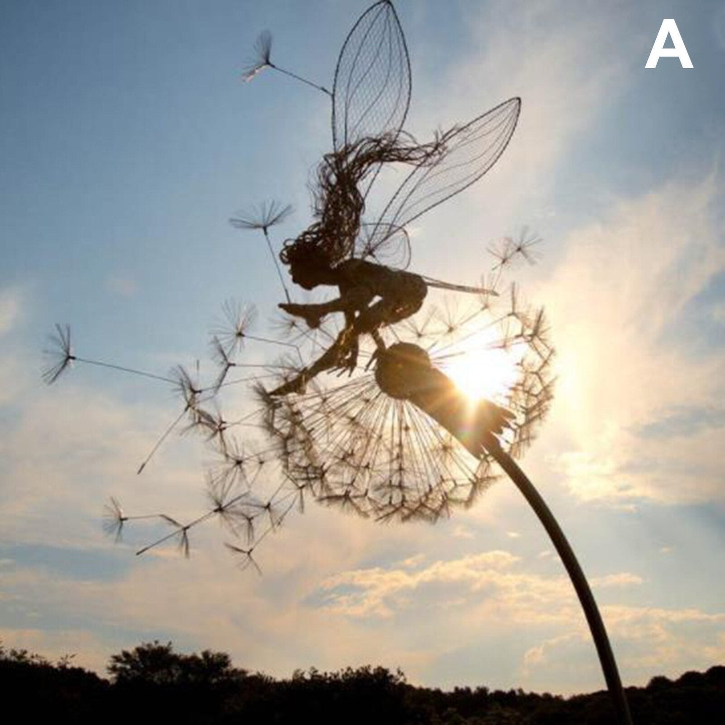 Metal Windmill Fairies And Dandelions Dance Together Metal Garden Yard Art Decor