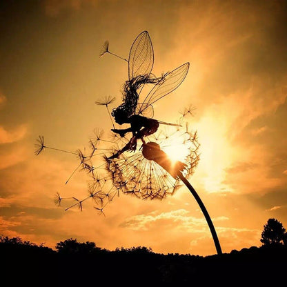 Metal Windmill Fairies And Dandelions Dance Together Metal Garden Yard Art Decor