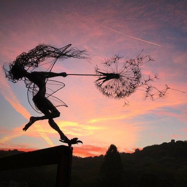 Metal Windmill Fairies And Dandelions Dance Together Metal Garden Yard Art Decor