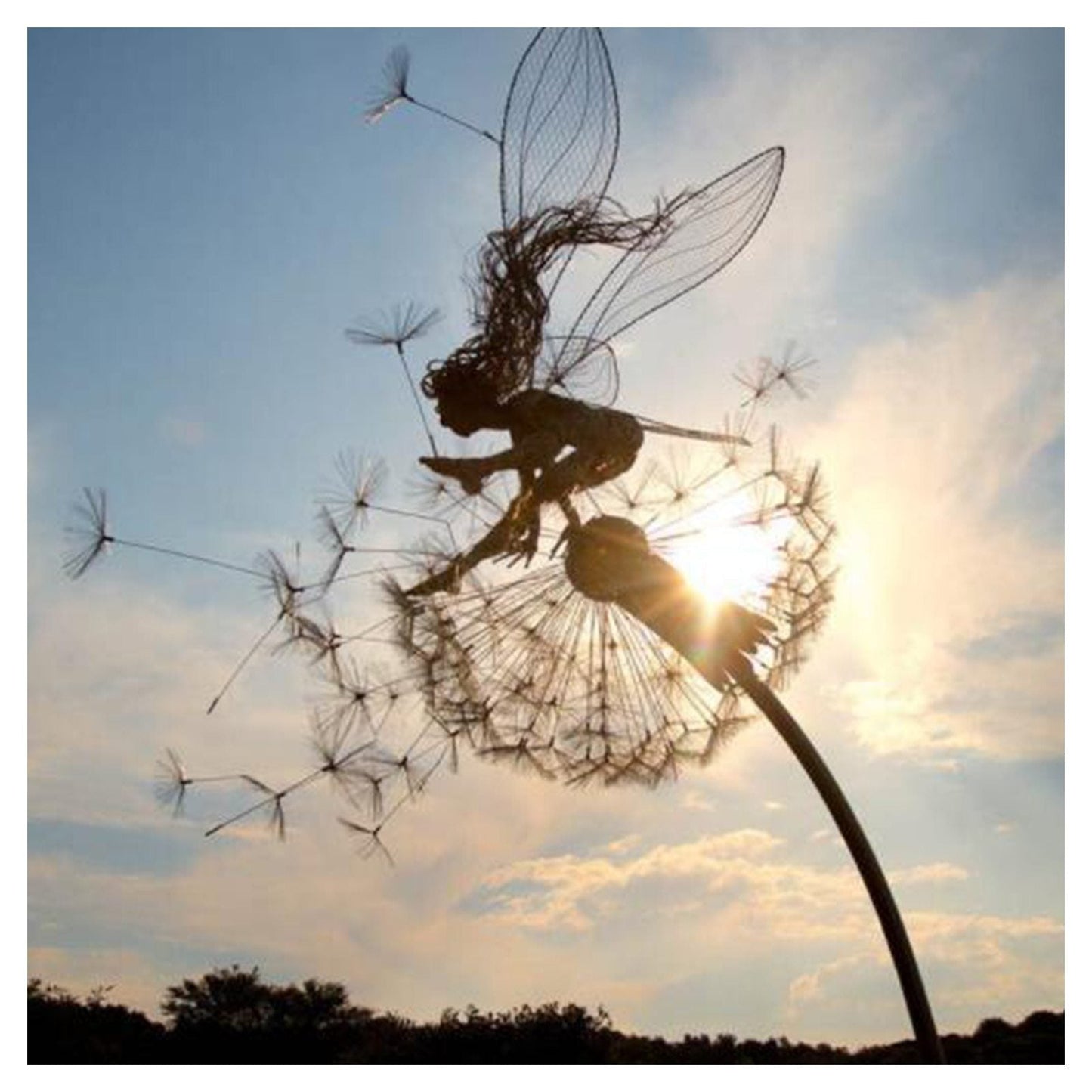 Metal Windmill Fairies And Dandelions Dance Together Metal Garden Yard Art Decor