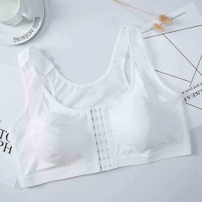 Helen Bra-Front Closure Posture Wireless Back Support Full Coverage Bra White / S