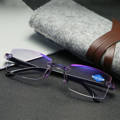 Foldflat Sapphire High Hardness Anti-Blue Progressive Far And Near Dual-Use Reading Glasses