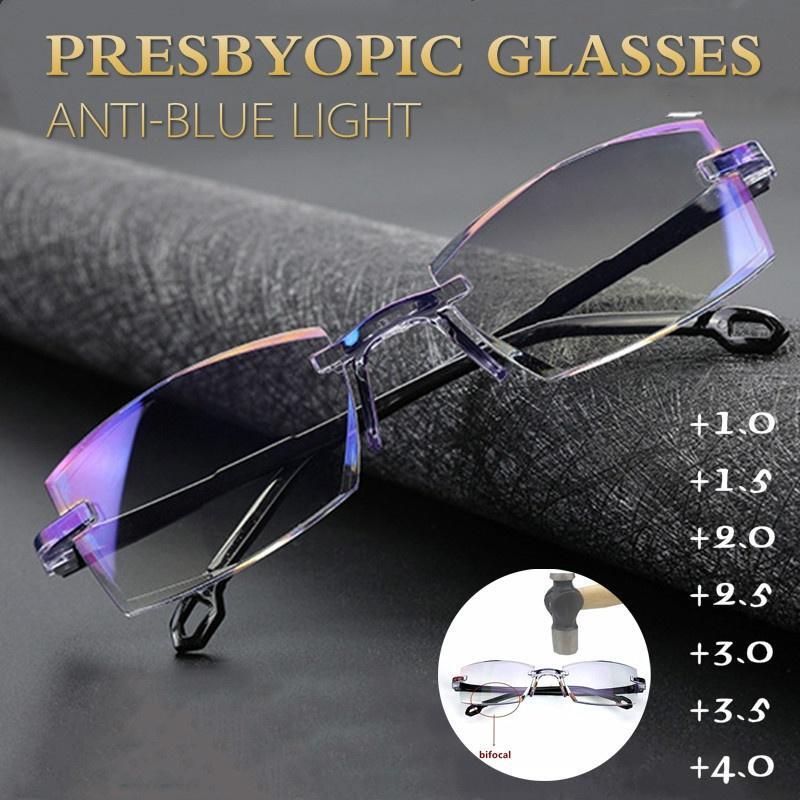 Foldflat Sapphire High Hardness Anti-Blue Progressive Far And Near Dual-Use Reading Glasses