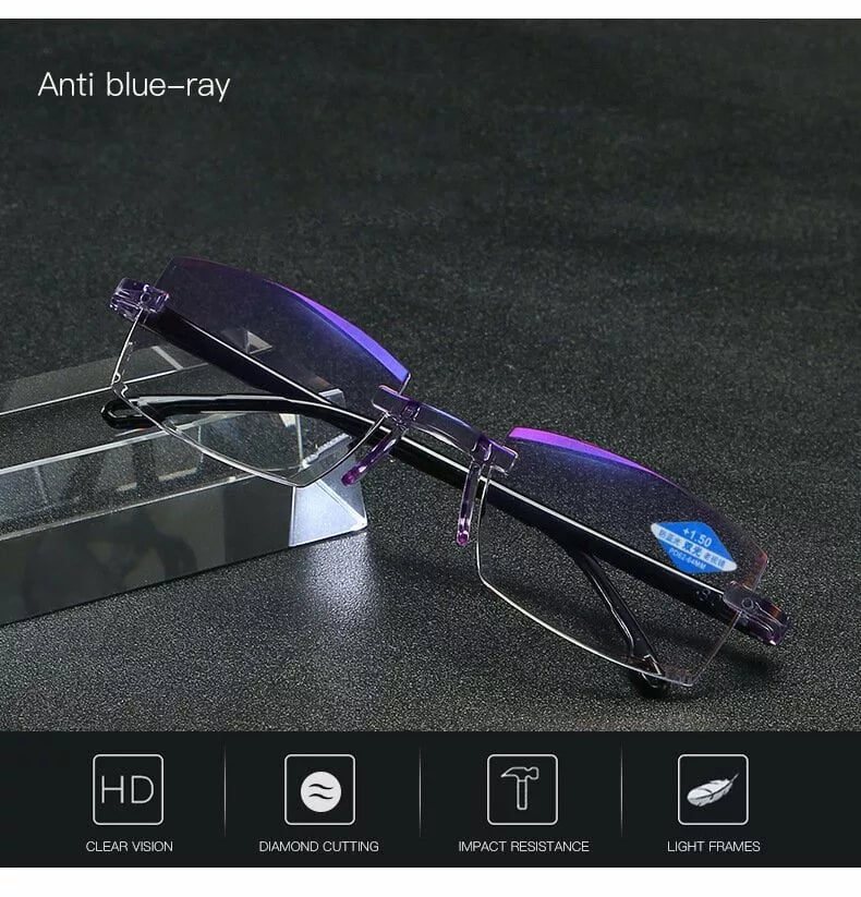 Foldflat Sapphire High Hardness Anti-Blue Progressive Far And Near Dual-Use Reading Glasses