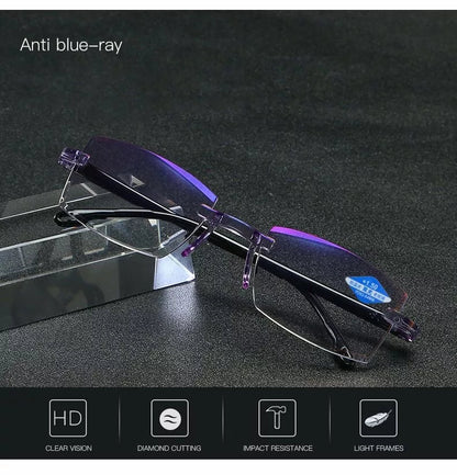 Foldflat Sapphire High Hardness Anti-Blue Progressive Far And Near Dual-Use Reading Glasses