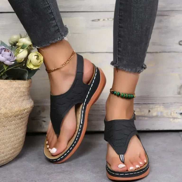 Leather Orthopedic Arch Support Sandals Diabetic Walking Black / Us 10