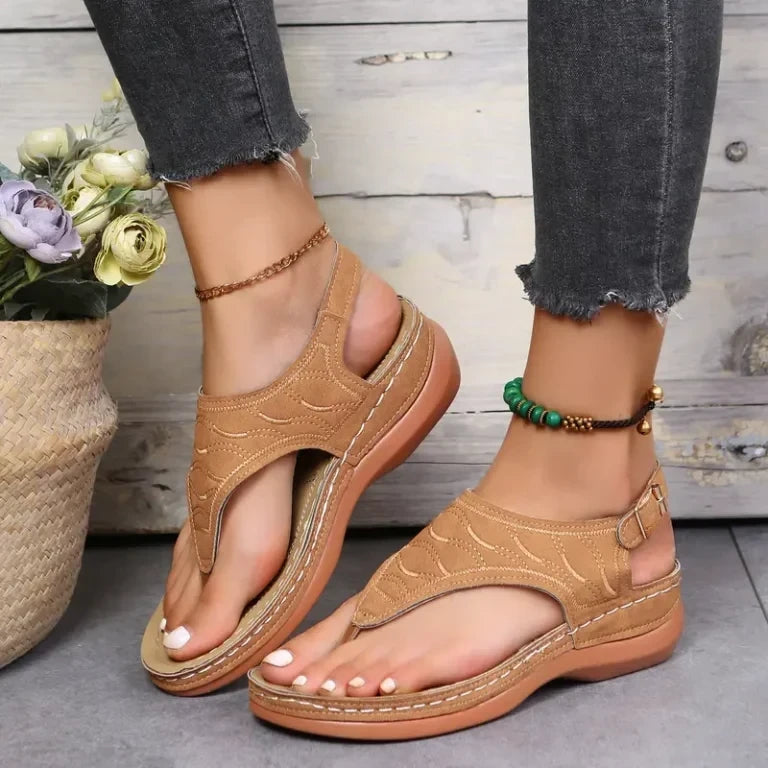 Leather Orthopedic Arch Support Sandals Diabetic Walking Brown / Us 10