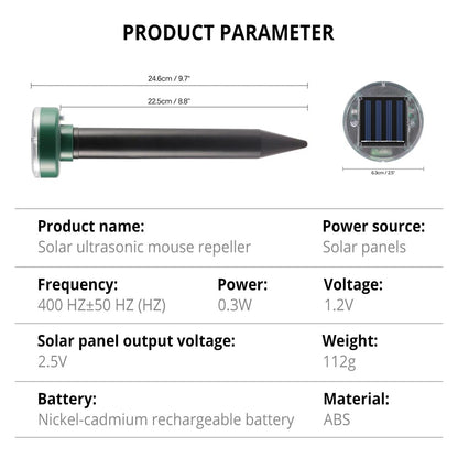 Solar Powered Ultrasonic Mole Pest Rodent Repeller – Outdoor Mouse Repellent Lamp for Yard, Backyard, and Farmland