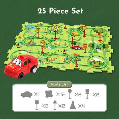 Puzzleracer Kids Car Track Set Forest / 25 Piece
