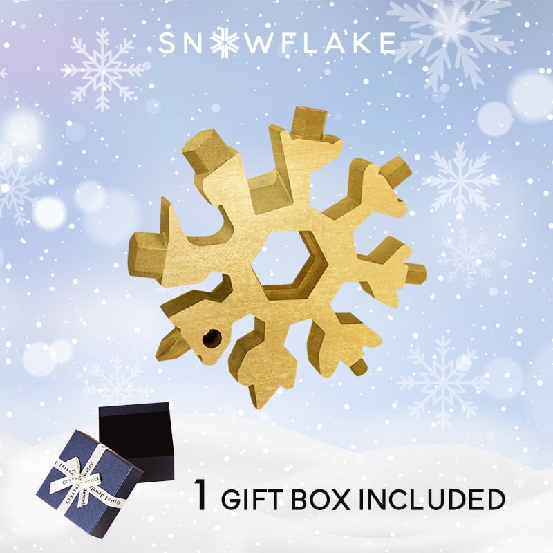 Jollysnow – Snowflake Multitool 18-In-1 Stainless Steel Portable For Outdoor Adventure Gold