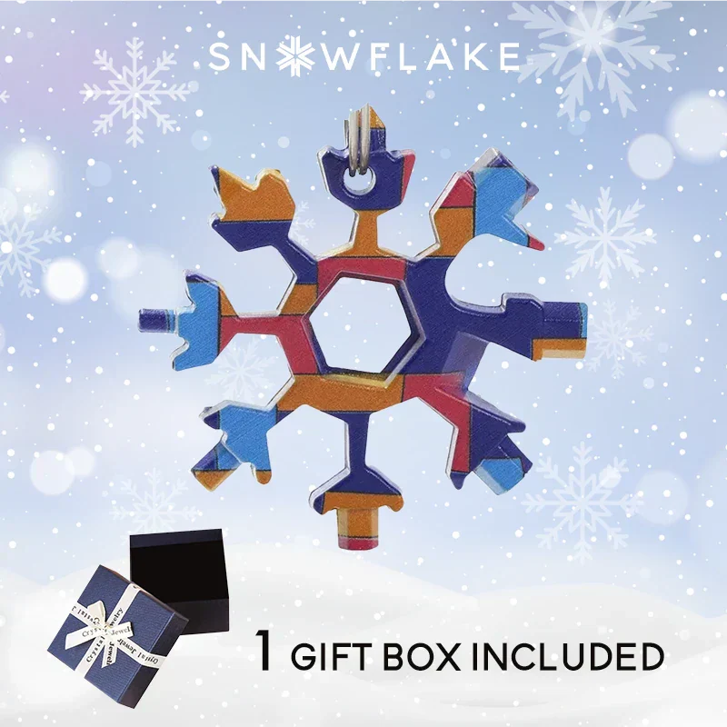 Jollysnow – Snowflake Multitool 18-In-1 Stainless Steel Portable For Outdoor Adventure Blue Grid