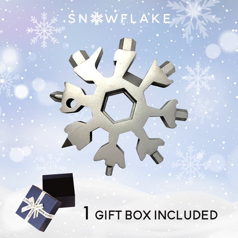 Jollysnow – Snowflake Multitool 18-In-1 Stainless Steel Portable For Outdoor Adventure Silver