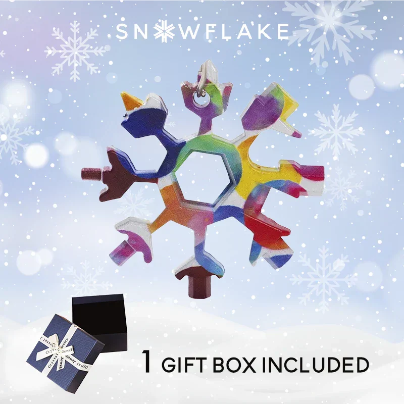 Jollysnow – Snowflake Multitool 18-In-1 Stainless Steel Portable For Outdoor Adventure Colorful