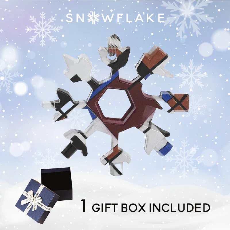 Jollysnow – Snowflake Multitool 18-In-1 Stainless Steel Portable For Outdoor Adventure White Grid