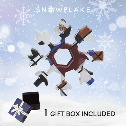 Jollysnow – Snowflake Multitool 18-In-1 Stainless Steel Portable For Outdoor Adventure White Grid