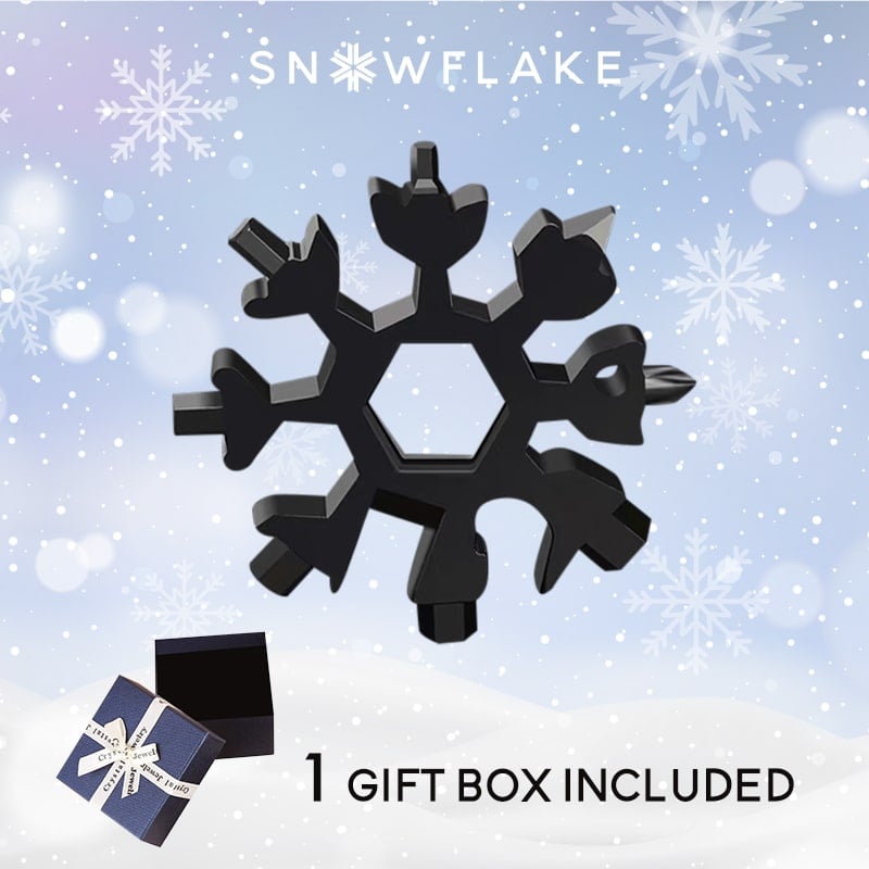 Jollysnow – Snowflake Multitool 18-In-1 Stainless Steel Portable For Outdoor Adventure Black