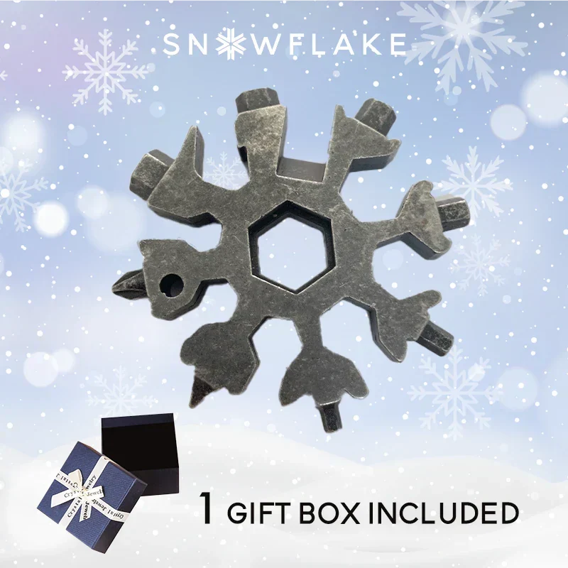 Jollysnow – Snowflake Multitool 18-In-1 Stainless Steel Portable For Outdoor Adventure Metallic Gray