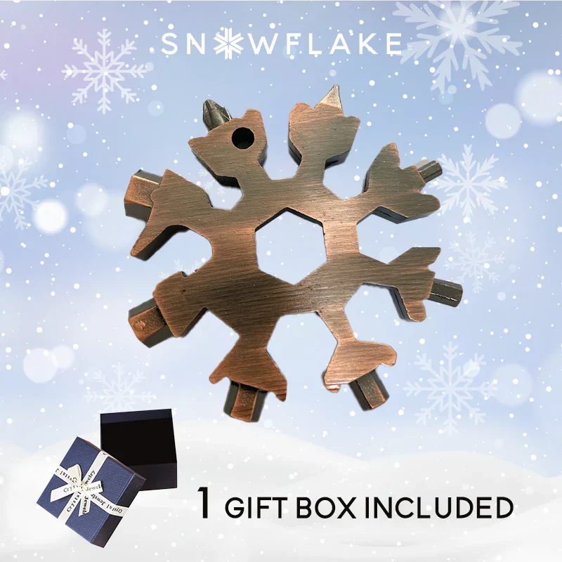 Jollysnow – Snowflake Multitool 18-In-1 Stainless Steel Portable For Outdoor Adventure Red Copper