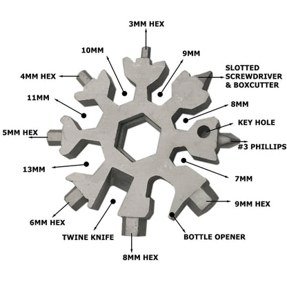Jollysnow – Snowflake Multitool 18-In-1 Stainless Steel Portable For Outdoor Adventure