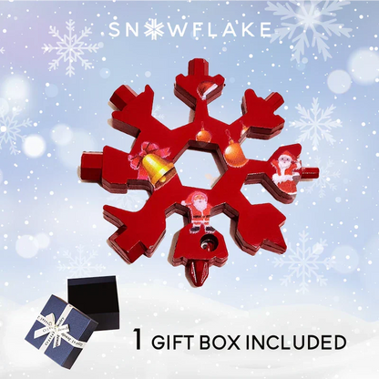 Jollysnow – Snowflake Multitool 18-In-1 Stainless Steel Portable For Outdoor Adventure Christmas Red