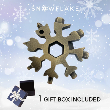 Jollysnow – Snowflake Multitool 18-In-1 Stainless Steel Portable For Outdoor Adventure Rustic Gold